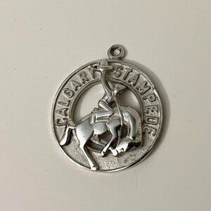Vtg Calgary Stampede Sterling Silver Charm Bucking Bronc Riding No Loop